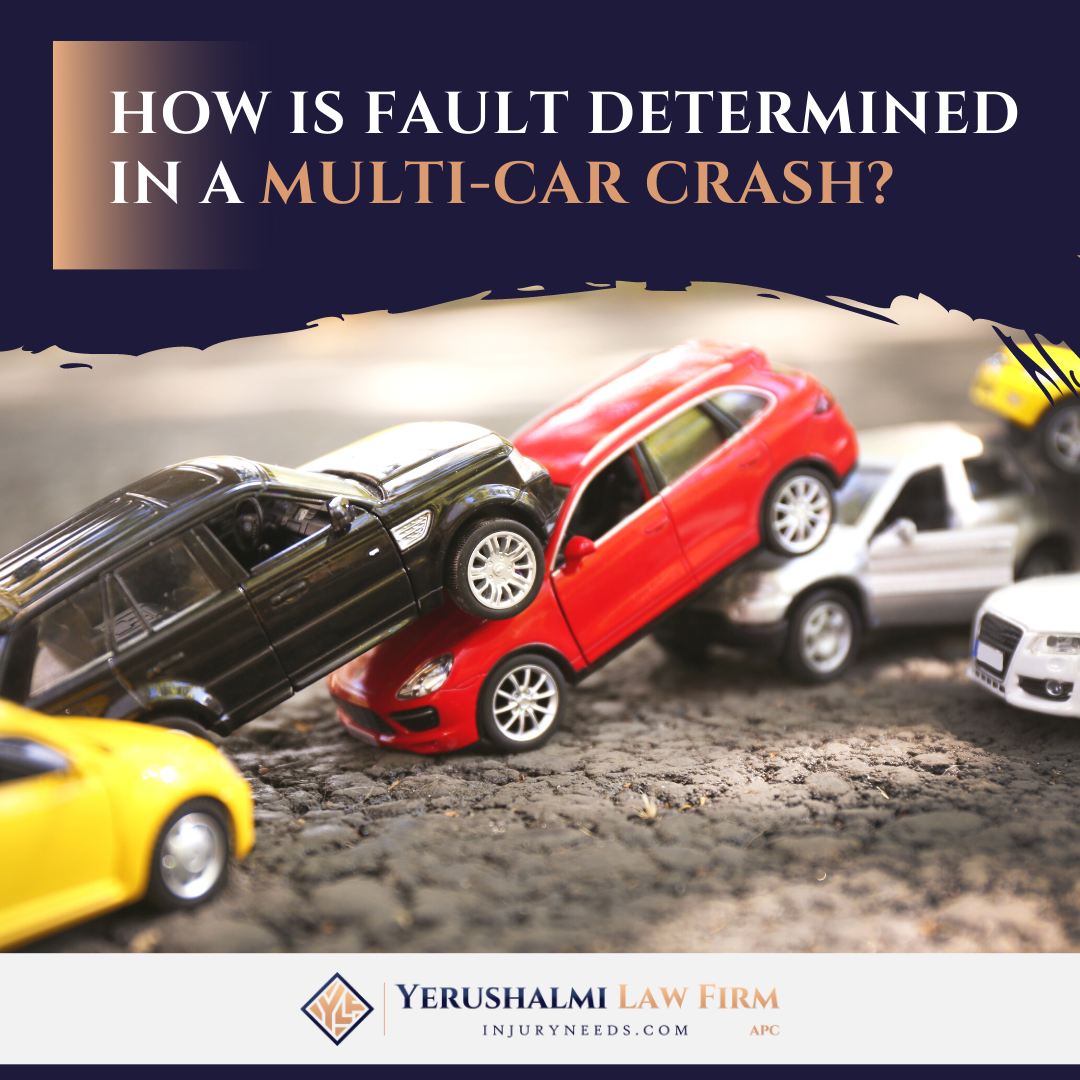 How is fault determined in a multi-car crash?